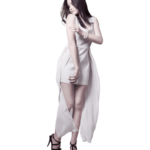 Minivestido blanco con sobrefalda larga de gasa