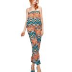 Mono largo palabra de honor con estampado zigza